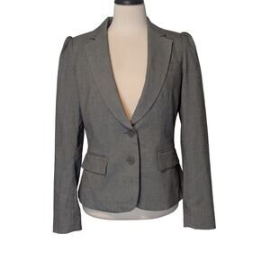 New York & Company Women's 8 Stretch Gray Fitted Blazer Jacket Double Button